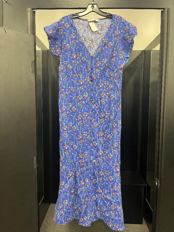 Blue Dress Casual Maxi Loft, Size Xl