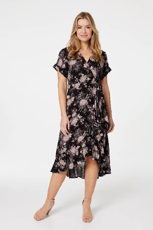 Floral High Low Midi Dress