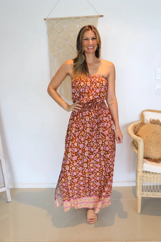 Daytripper Tube Maxi Dress In Autumn Flower