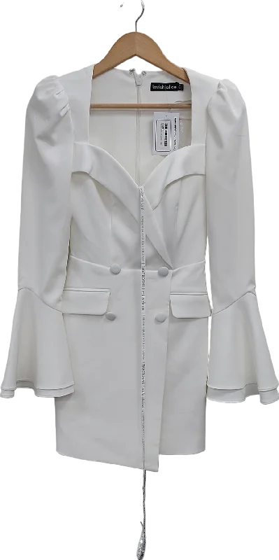 Lavish Alice White Arabella Flared Sleeve Blazer Dress UK 6