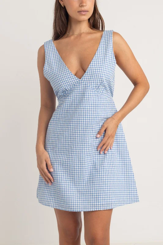 Lola Check Mini Dress Blue