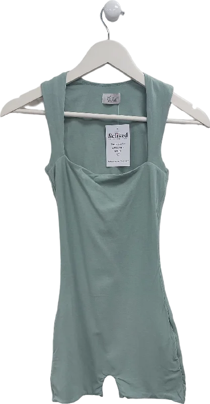 Oh Polly Square Neck Unitard In Bsmboo Green UK 6