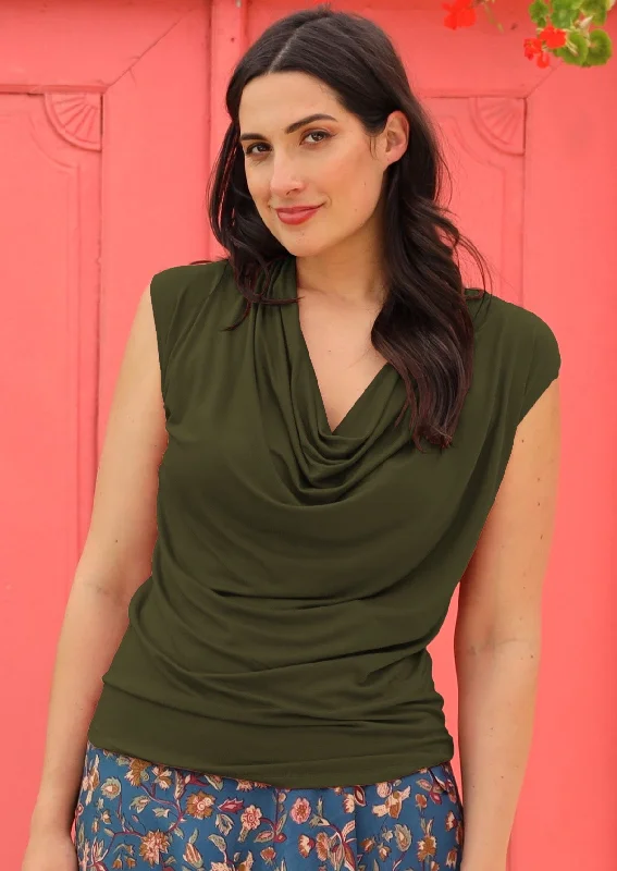 Cowl Neck Top Olive