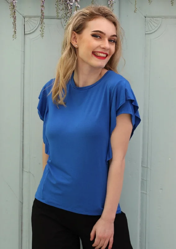 Ruffle Tee Electric Blue