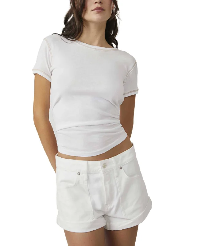 Beginner's Luck Slouch Shorts In Optic White