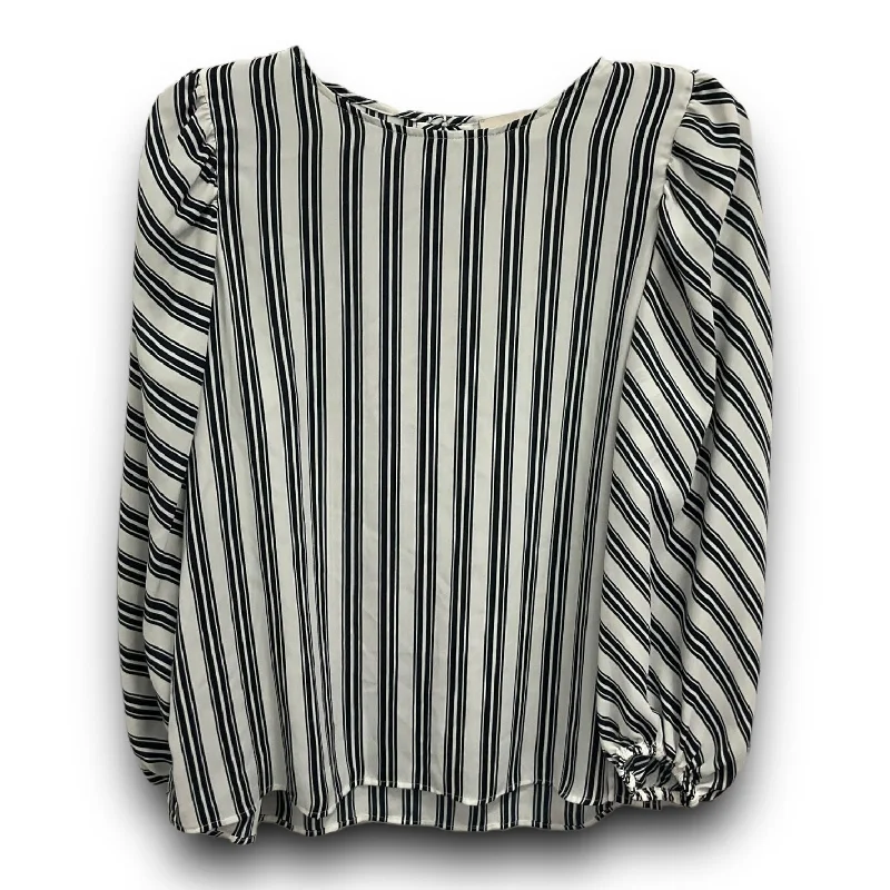 Blouse Long Sleeve By Loft In Striped Pattern, Size: M