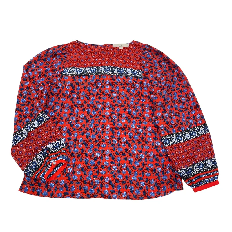 BLUE & RED BLOUSE LS by LOFT Size:S