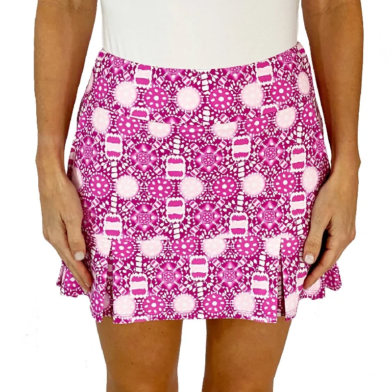 Scottsdale Pleated Hem Skort In Peace Love Pickleball Berry