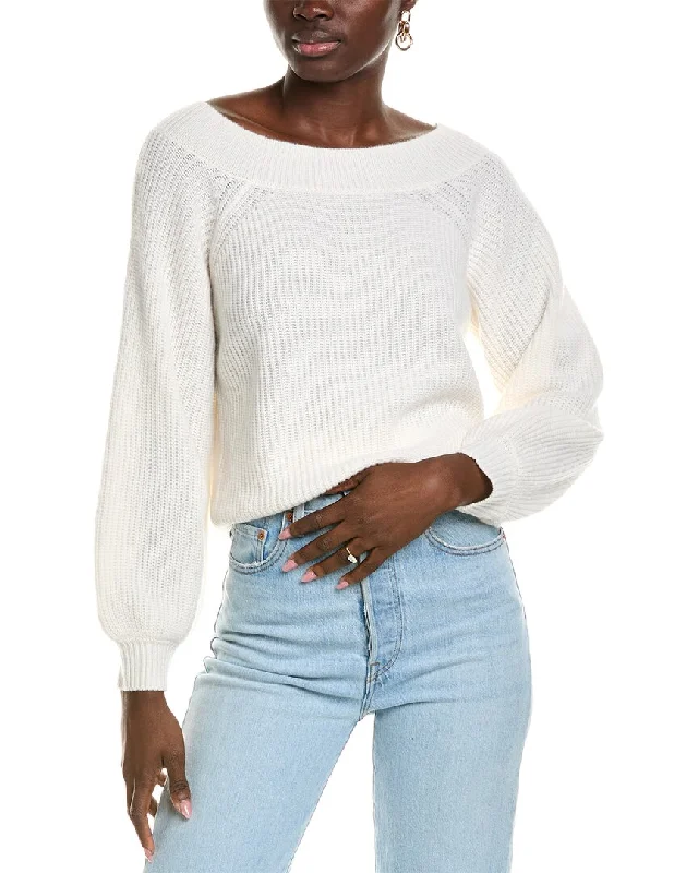 27 Miles Malibu womens  Off-The-Shoulder Cashmere Pullover, xs, White