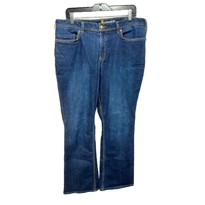 Jeans Boot Cut By Carhartt In Blue Denim, Size: 16