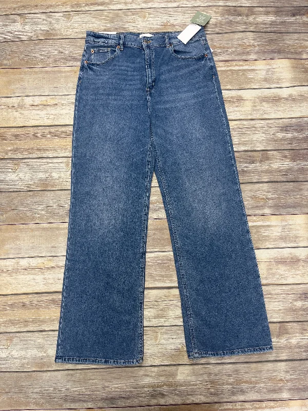 Jeans Wide Leg By H&m In Blue Denim, Size: 14