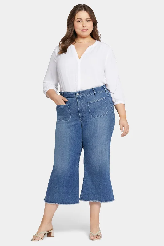 Patchie Wide Leg Capri Jeans In Plus Size - Compass