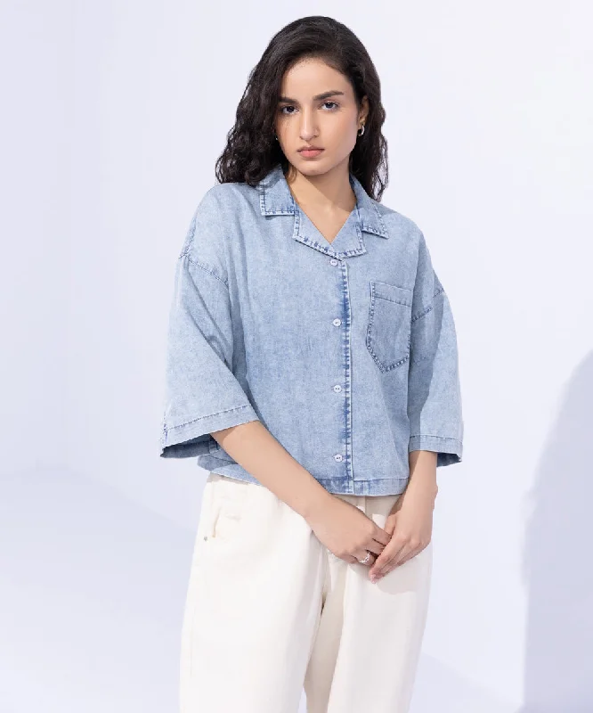 Dropped Light-Weight Denim Shirt