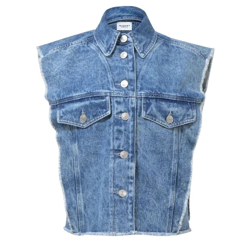 Isabel Marant Etoile Tyra Buttoned Vest in Light Blue Cotton